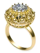 Oro amarillo de 14 quilates Circón Anillo Vintage vrc059y